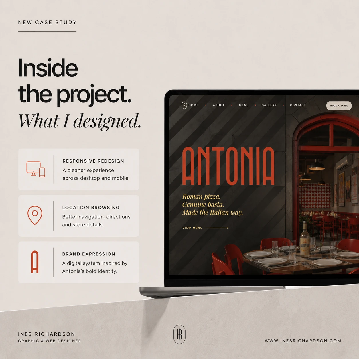 Menu, locations and visual identity