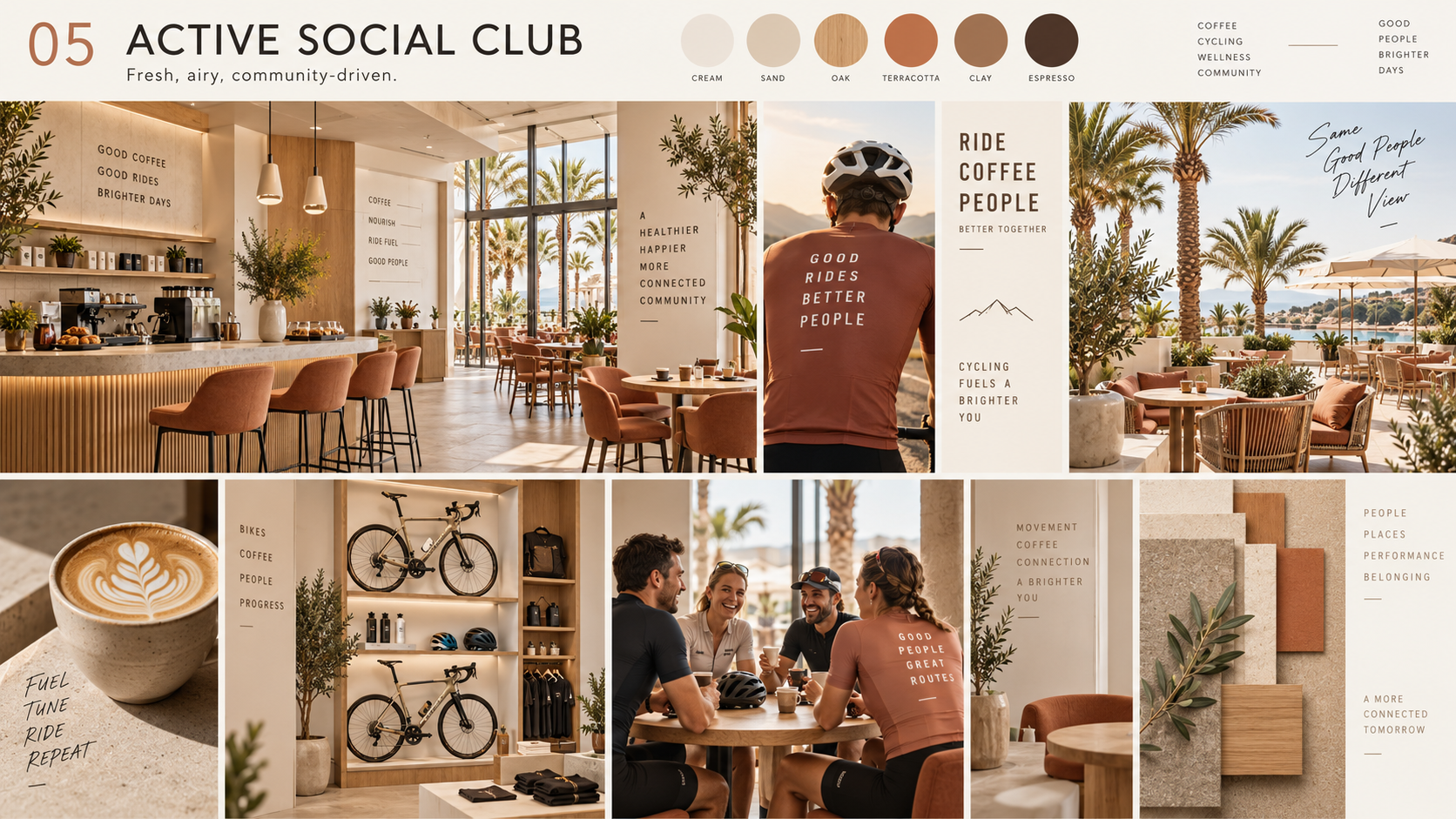 CHAIN Active Social Club moodboard in terracotta — a direction in development