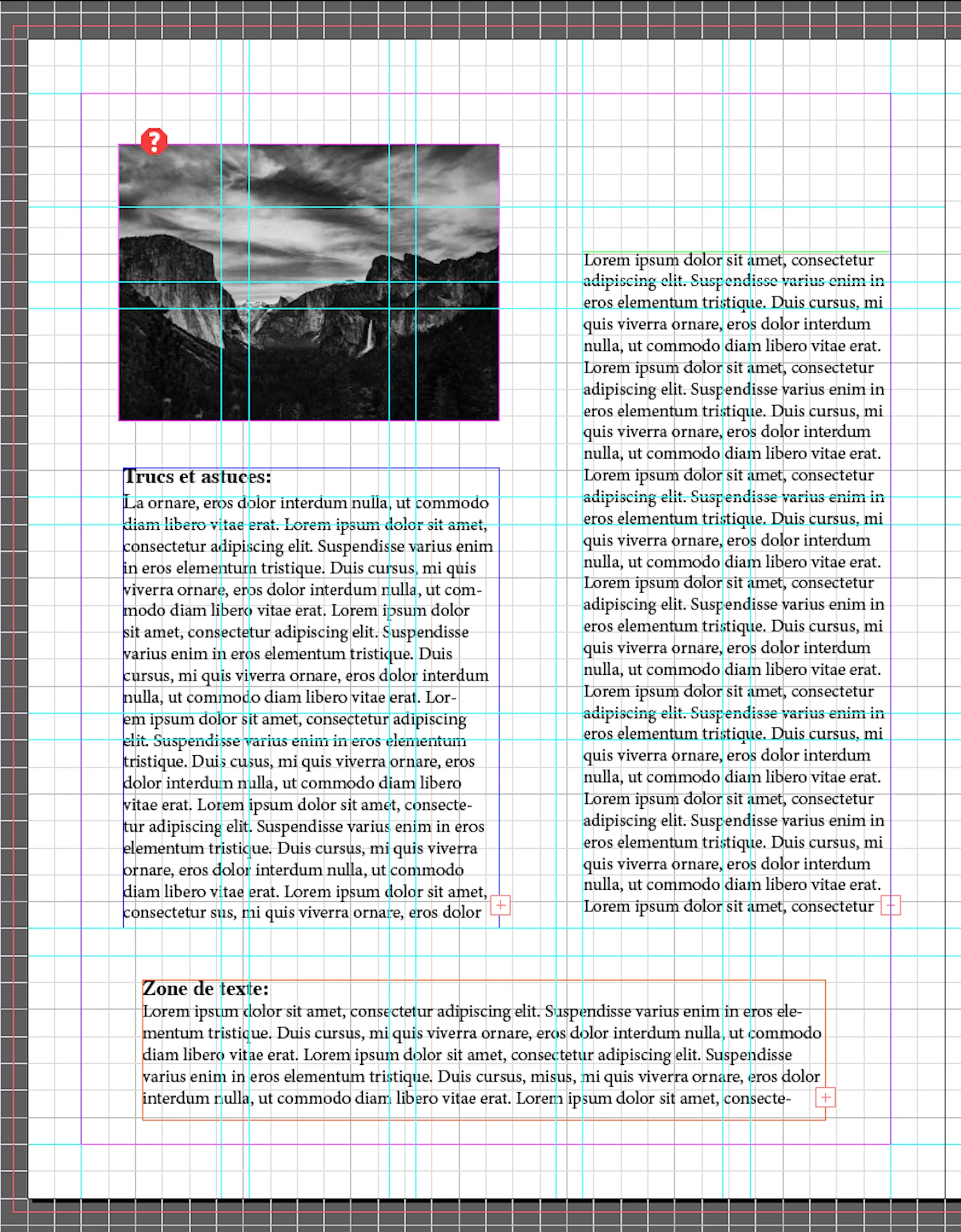 Editorial grid hierarchy
